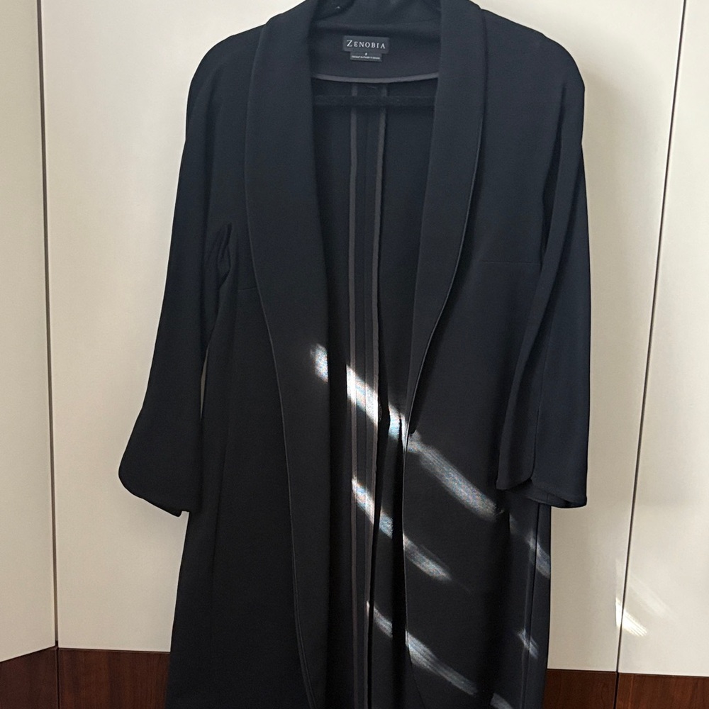 Zenobia Classic Black Open-Front Coat